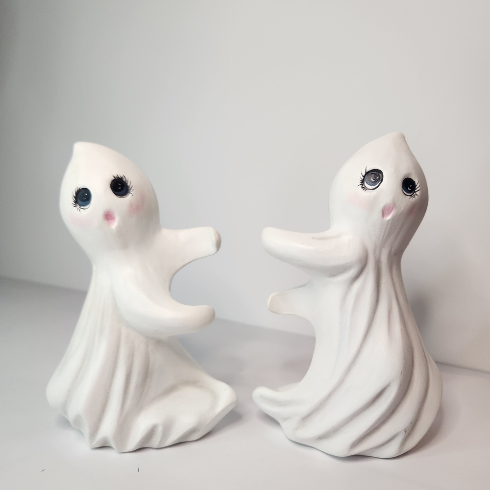 Charming White Ceramic Ghost Figurines